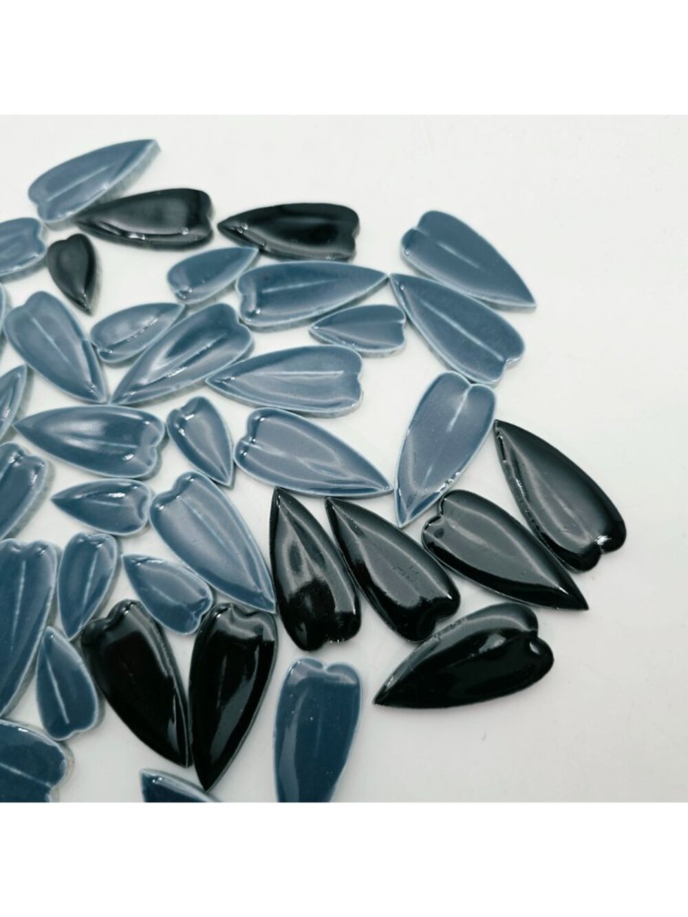 Blue Heart Shaped Ceramic Mosaic Tile Pieces For Art & Crafts Projects Lot of 50 - Picture 4 of 5